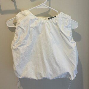 Zara Adjustable White Poplin Bubble Top